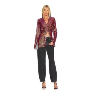 Free People | Sequin Shirtee Top in Dark Rhubarb NWT